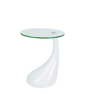 Loungetisch TEAR Ø42·H55 cm,Glasplatte, weiß
