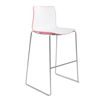 Barhocker CATIFA, Kufe, Lehne rot, weiß
