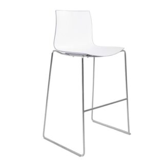 Barhocker CATIFA, Kufe, Lehne grau, weiß