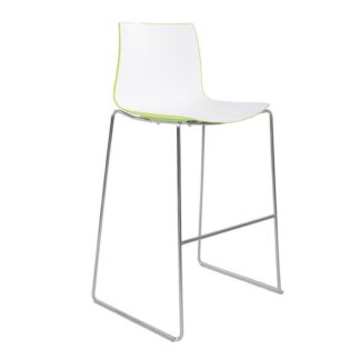 Barhocker CATIFA, Kufe, Lehne grün, weiß