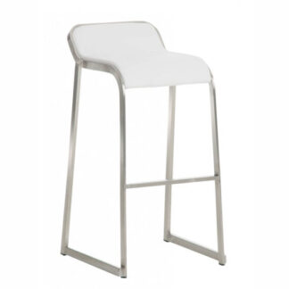 Barhocker WAVE L44,5·B50·H85 cm, Leder, weiß