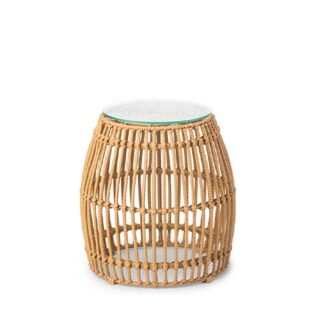 Loungetisch PALM Ø40·H30 cm, Glasplatte, beige