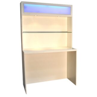 Tresenrückregal L125·B65 cm, LED Aufsatz, weiß