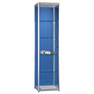 Vitrine L50·B50·H200 cm, 4 Glasböden, LED, silber