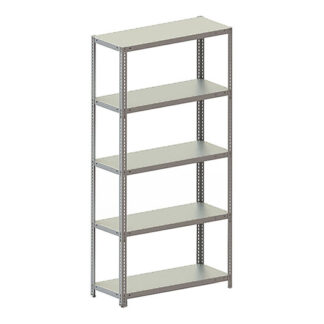 Lagerregal L100·B40·H200 cm, 5 Ebenen, silber